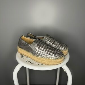 Sam Edelman Kai Silver Metallic Woven Espadrille Size 8W